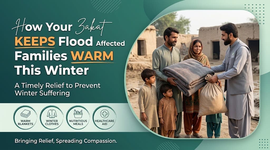 giving warm blanket to needy family